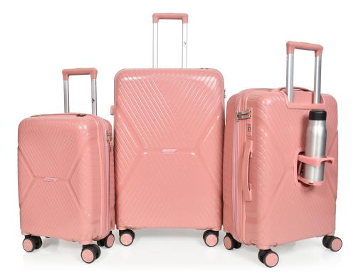 طقم شنط سفر مورانو 3 قطع بولي بروبلين روز قولد