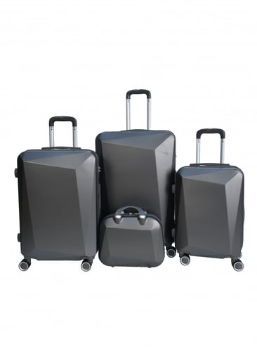 مورانو طقم شنط سفر فايبر بسحاب توسعة 4 قطع رمادي