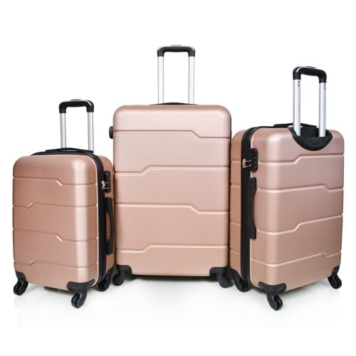 طقم شنط سفر فايبر مورانو ثلاث قطع لون روز قولد