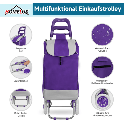 عربة تسوق ورحلات من مورانو 20 بوصة بنفسجي