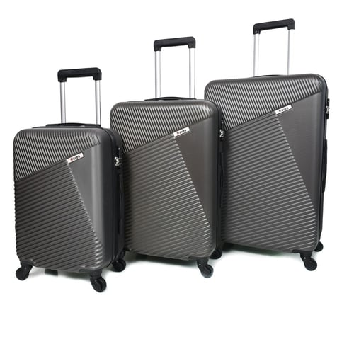 ويفز طقم شنط سفر 3 قطع فايبر فاخر مخطط عصري رمادي