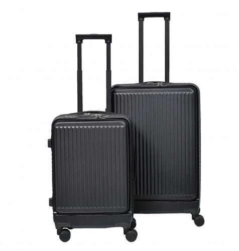 مورانو طقم شنط سفر مكون من قطعتين رمادي غامق فايبر