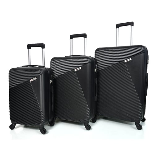 ويفز طقم شنط سفر 3 قطع فايبر فاخر مخطط عصري أسود