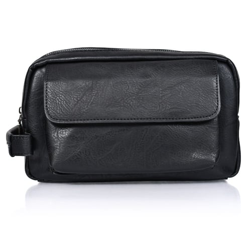 شنطة يد جلد بمقبض معصم مع فتحة داخلية للنقود والبط...