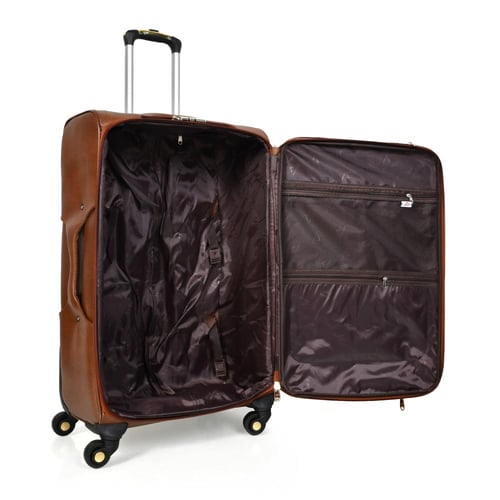 مورانو طقم شنطة سفر جلد ثلاث قطع بني