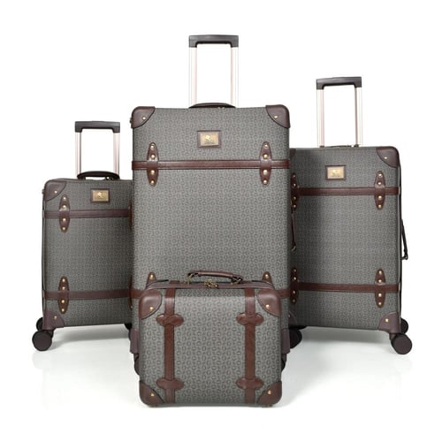 طقم شنط سفر كلاسيك جلد بلكامل مورانو اربع قطع رماد...