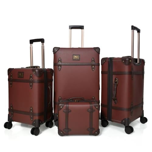 طقم شنط سفر كلاسيك جلد بلكامل مورانو اربع قطع بني