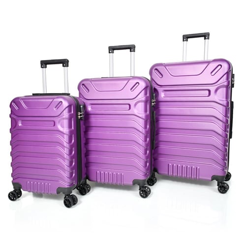 طقم شنط سفر مورانو 3 قطع فايبر بتصميم نمط مخطط بنف...