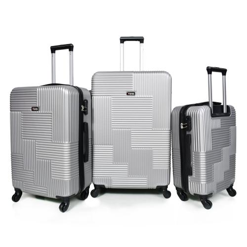 طقم شنط سفر من ويفز 3 قطع فايبر عصري سلفر