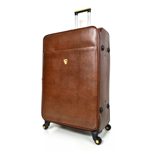 مورانو طقم شنطة سفر جلد كلاسيك سادة اربع قطع بني غ...