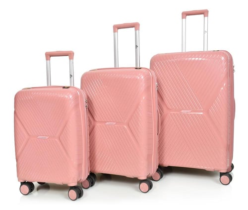 طقم شنط سفر مورانو 3 قطع بولي بروبلين روز قولد