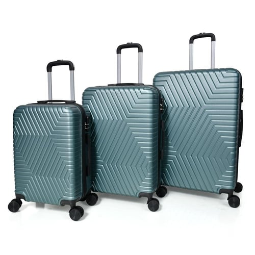 طقم شنط سفر مورانو فايبر 3 قطع شكل هندسي أخضر