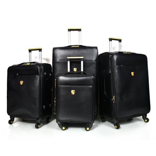 مورانو طقم شنطة سفر جلد كلاسيك سادة اربع قطع اسود