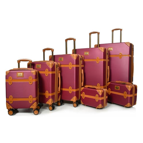 طقم شنط سفر كلاسيك مورانو من7 قطع فايبر و جلد فاخر...