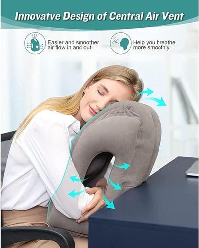 وسادة سفر قابلة للنفخ ، وسادة طائرة بتصميم صمام حا...