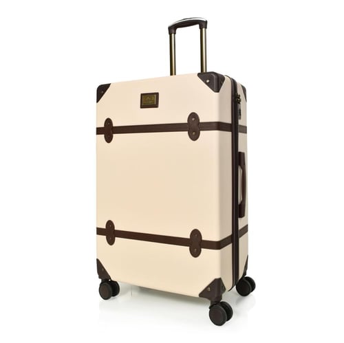 طقم شنط سفر من مورانو 4 قطع مع شنط مكياج فاخرة بيج