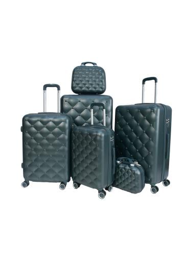 مورانو طقم شنط سفر فايبر بسحاب توسعة 6 قطع أخضر