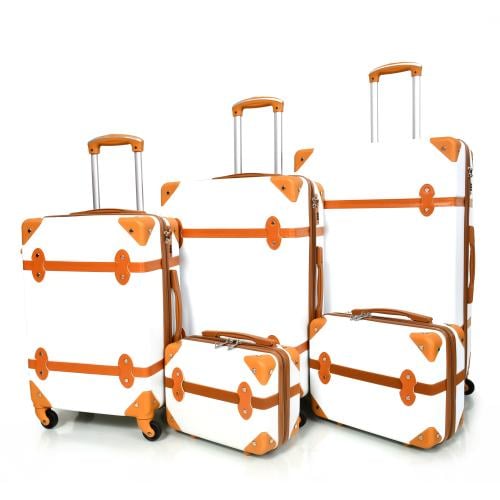 مورانو طقم شنط سفر كلاسيك من 5 قطع فايبر و جلد ابي...