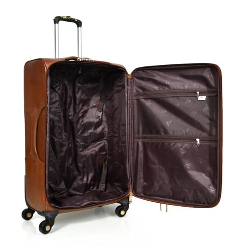 مورانو طقم شنطة سفر جلد اربع قطع بني فاتح