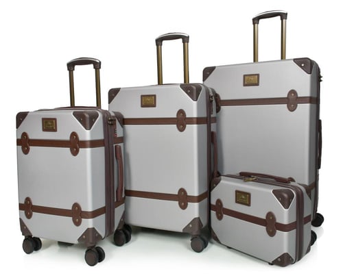 مورانو شنط سفر فايبر ثلاثة قطع مع مكياج رمادي