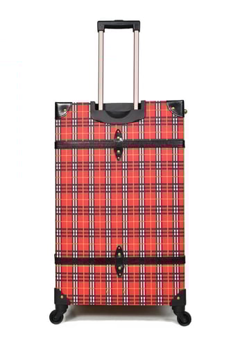 مورانو طقم شنط سفر كلاسيك جلد اربع قطع أحمر و أسود