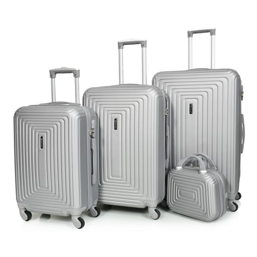 مورانو طقم شنط سفر فايبر 4 قطع سلفر