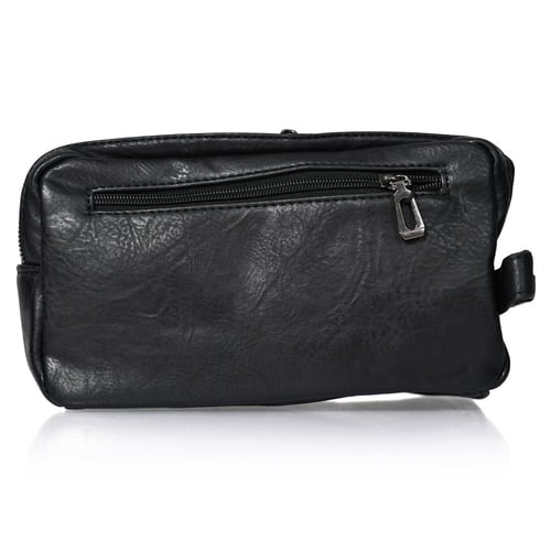 شنطة يد جلد بمقبض معصم مع فتحة داخلية للنقود والبط...