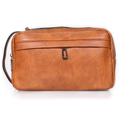 شنطة يد جلد بمقبض معصم مع فتحة داخلية للنقود والبط...