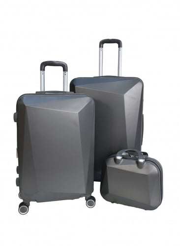 مورانو طقم شنط سفر فايبر بسحاب توسعة 4 قطع رمادي