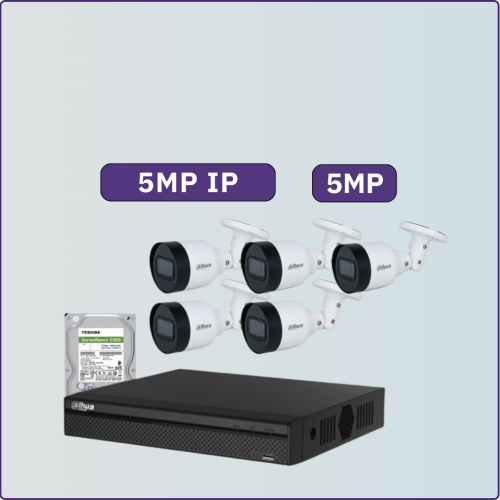 كاميرات مراقبة IP شبكية - 5 ميجابكسل - 5 كاميرات م...