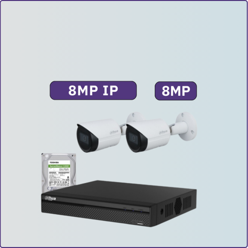 كاميرات مراقبة IP شبكية - 8 ميجابكسل - 2 كاميرات م...