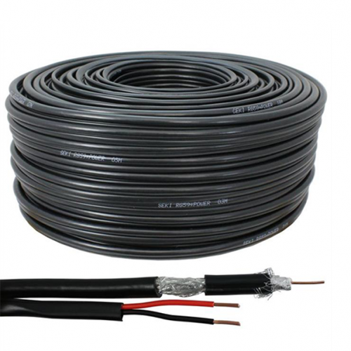 كابل RG6 بطول 100متر مع الكهرباء ( مزدوج )