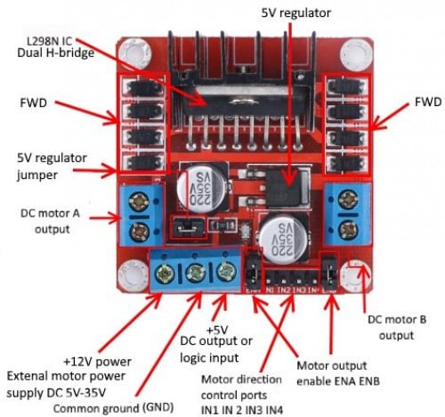 L298N Motor Driver Board Red