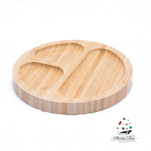 393 - كوستر خشب للصب دائري 3 فتحات 14 سم