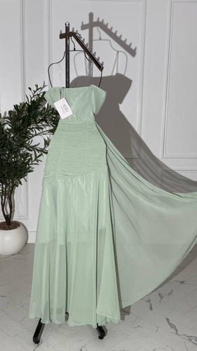 فستان سهره تفاحي جورجيت مع تطريز مباشر