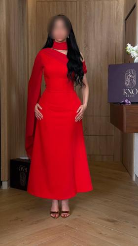 فستان أحمر باربي مع جورجيت – إطلالة أنثوية فاخرة ب...