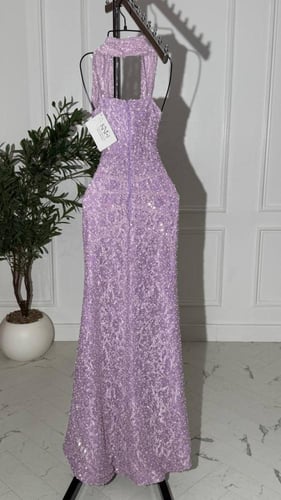 فستان سهره موف دانتيل على لول وكردانة