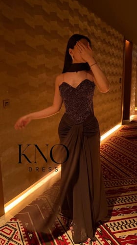 فستان سهرة جورجيت مطرز بخزر ثقيل لإطلالة أنثوية فخ...