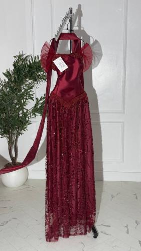 فستان سهرة عودي شك مع ميكادو و خرز