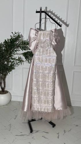 فستان سهره ميكادو مع تل وخرز هدب فاخر