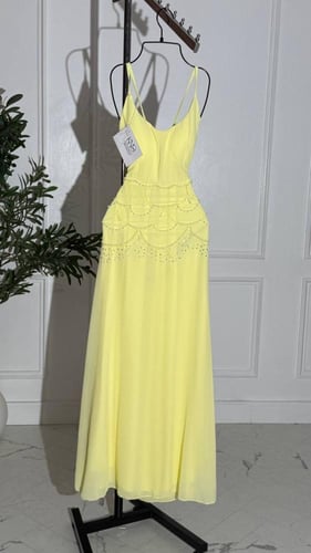 فستان طويل بقطعتين مع فصوص و لول