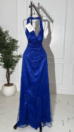 فستان سهره تفته على تل تطريز كمبيوتر مزين بفصوص