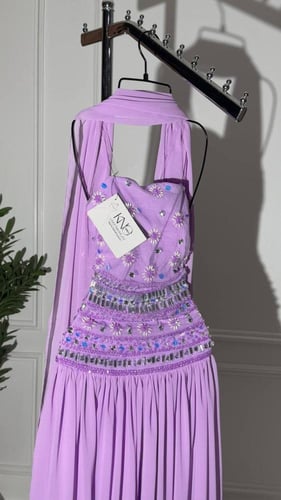 فستان سهره جورجيت موف مع شال و تطريز