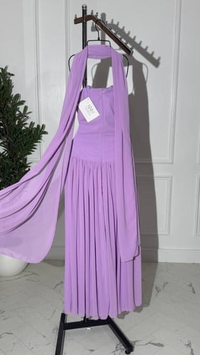 فستان سهره جورجيت موف مع شال و تطريز