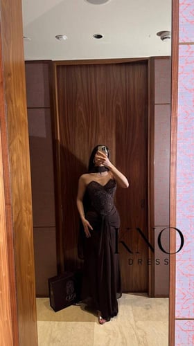 فستان سهرة جورجيت مطرز بخزر ثقيل لإطلالة أنثوية فخ...