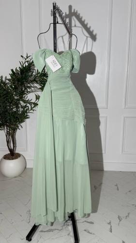 فستان سهره تفاحي جورجيت مع تطريز مباشر