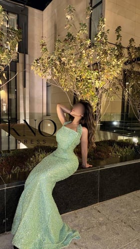 فستان سهره تفاحي دانتيل على لول وكردانة تفاحي