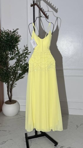 فستان طويل بقطعتين مع فصوص و لول