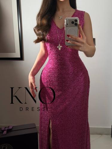 فستان خرز فاخر مكثّف مبطن بتفَتّة ناعمة