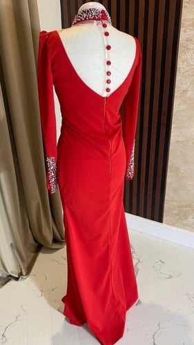فستان ريما أحمر طويل